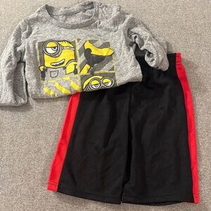 5/$15- Gray Minion Graphic Tee and Black Shorts Set